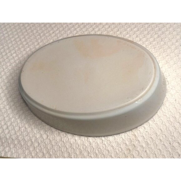 Ceramic Oval Serving Baking Dish Floral Peonies Design Blue Lattice 10" 2.5" - Picture 2 of 7